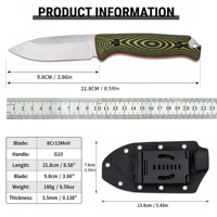 Cuchillo de Caza de Hoja Fija BM15002, Acero 8CR13MOV, Mango G10, Cuchillo de Supervivencia para Exteriores, Venta al Por Mayor, Suministro Directo de Fábrica