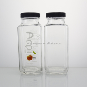 Nhà Máy Rỗng Bán Buôn 250Ml 360Ml 500Ml Pháp Vuông Thủy Tinh Trái Cây Chai Nước Ép Lạnh Chai Với Nắp Nhựa Cho Sữa - Product Image 3