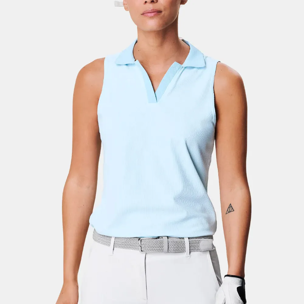 Custom OEM LOGO Ladies Slim Fit senza maniche sport Polo con scollo a V colletto Golf Shirt senza maniche t-Shirt donna