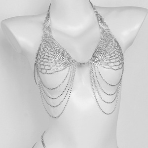 Chaîne de corps ailes d'ange incrustées de diamants, style européen et américain, très tendance, entièrement sertie de diamants, effet brillant. - Product Image 3