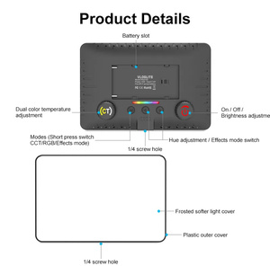 Hot pad192 RGB LED video ánh sáng máy ảnh điền vào ánh sáng, cri95 + Dimmable 3200-9500k nhiếp ảnh ngoài trời ánh sáng Youtube video ghi âm - Product Image 3