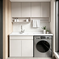 Ensembles de meubles de salle de bain de luxe en bois avec armoire de buanderie et lavabo intégré pour projets hôteliers, usine OEM ODM