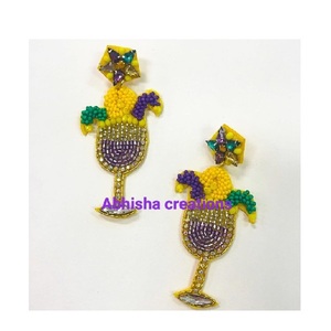 Boucles d'oreilles pendantes artisanales de luxe, faites à la main, en perles, boucles d'oreilles pendantes en perles de graines artistiques pour femmes, bijoux légers de style bohème - Product Image 4