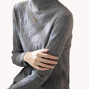 Suéter Casual Estampado de Cuello Alto para Mujer, Ropa Interior de Otoño Invierno, Ajuste Delgado, Tejido de Punto, Capa Base, Manga Larga, Ligero - Product Image 6