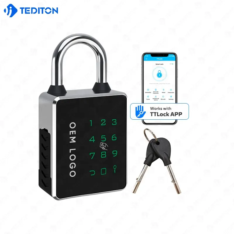 Tediton Security Combination NFC Padlock Ttlock/Tuya App Padlocks and Keys in Bulk Smart Padlock