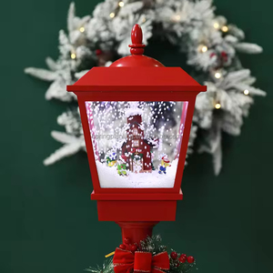 SPRING PLANTING Christmas Snow Street Post Lamp Snowing Santa Claus LED Light Christmas Decorative Snowing Street Lights