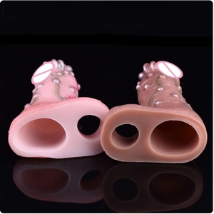 Customize logo Realistic Penis Sleeve With Beads Design for Men Dick Enlargement Prostate Vaginal Massage Adult Toy - Product Image 4