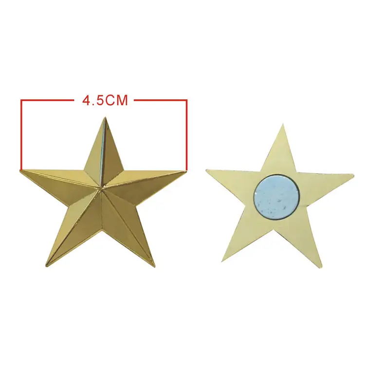 2.5-4.5CM épinglettes en métal en forme d'étoile 3d-or avec dos magnétique