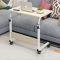 Bureau d'ordinateur portable moderne en acier robuste, réglable en hauteur, pliable, en métal et MDF, pour salon et chambre, surface en PVC facile à nettoyer