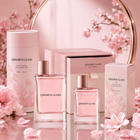 Flacon de parfum en verre plat avec bouchon et boîte, 25 ml 50 ml 100 ml, emballage de parfum vide