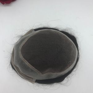 Prothèse capillaire pour <span class=keywords><strong>homme</strong></span> avec boucle frontale à clipser, modèle H038, cheveux raides ou bouclés, entièrement permables - Product Image 1