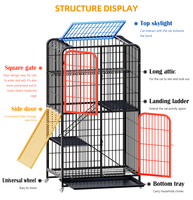 Cage à chat pliable classique de luxe en métal, anti-rouille, avec plateau, maison pour animaux à plusieurs niveaux pour usage intérieur