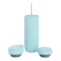Tasse Thermique à Double Paroi 16oz Jaune en Acier Inoxydable 304 avec 3 Couvercles Différents Réutilisable pour Café, Thé, Boissons Froides Personnalisable Mignonne Quotidienne