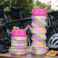 Bouteille d'eau pliable en silicone 500 ml, rétractable, portable, pour le sport et les voyages en extérieur, sans BPA, directement de l'usine
