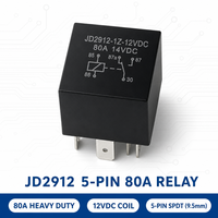 Relais automobile JD2912-1Z-12VDC 12V 80A 5 broches pour circuit imprimé, bornes pointues 9,5 mm, relais de puissance haute intensité SPDT pour voiture et camion
