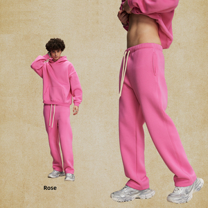 Pantalones de chándal de lana de peso pesado 350GSM para <span class=keywords><strong>hombre</strong></span>, pantalones de chándal de pierna recta con forro <span class=keywords><strong>interior</strong></span> cepillado, pantalones casuales térmicos de invierno - Product Image 3