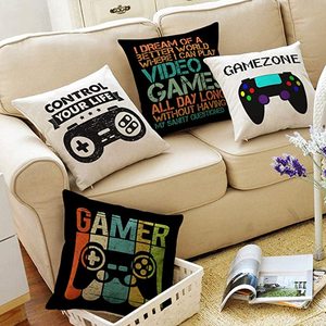 Capa de almofada para sofá de linho para sala de jogos, teclado e controlador de jogo com estampa digital para meninos - Product Image 6