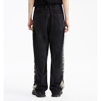 Rainbow Spray vente en gros de haute qualité jambe droite jean acide lavage dégradé noir ample micro-recadrée hommes pantalon évasé