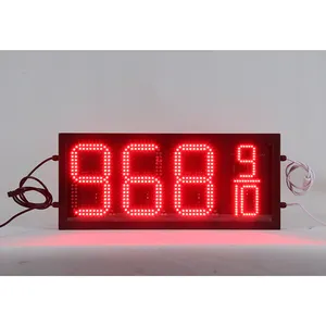 Pemasok display digital layar harga minyak LED 8 inci 8888 merah tahan air luar ruangan kartu Harga LED