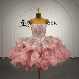 Vestido de Quinceañera Moderno con Apliques, Manga Larga, Color Rosa Pálido, Modelo Gt26070-Pz, con Corsé de Encaje con Cuentas y Flores 3D, Estilo Princesa - Product Image 1