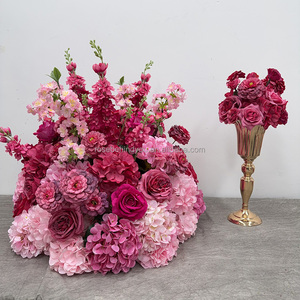 Composition florale artificielle rose vif et rose pâle, anneau floral, centre de table de mariage, grande boule de fleurs - Product Image 2