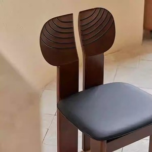 Vintage Solid Wood <b>Dining</b> <b>Chair</b> With Black Upholstered Seat For Home Use - Product Image 3