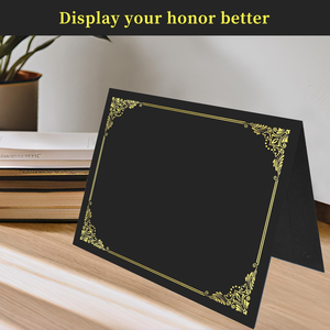 ปกประกาศนียบัตรสีดำ ปกประกาศนียบัตรเคลือบฟอยล์สีทอง ขนาด 8.5 นิ้ว <span class=keywords><strong>x</strong></span> 11 นิ้ว สำหรับเอกสารกระดาษและประกาศนียบัตร - Product Image 4