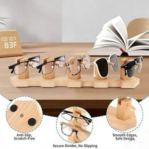 <b>Solid</b> <b>Wood</b> Eyeglasses Display Rack 5 Slots <b>Desk</b> Storage Sunglasses Organizer Eco-Friendly Design - Product Image 1