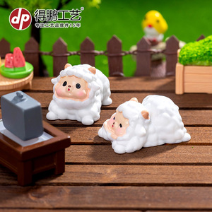 Cute Cotton Sheep <b>Doll</b> Resin Miniature Garden Decoration For Dollhouse Car Desktop Ornament - Product Image 3
