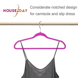 Bán Buôn Fuchsia Nhung Quần Áo Móc Mạnh Mẽ Non-slip Vàng Xoay Móc Quần Áo Nhung Móc Áo - Product Image 3