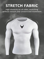 Nouveau T-shirt de compression homme personnalisé à manches longues, coupe ajustée, respirant, séchage rapide, motif géométrique, sous-vêtement de sport pour la course et l'entraînement