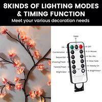 Lampu LED Baru Bentuk Bunga Persik Merah Muda, Bunga Sakura, dan Ranting Willow untuk Dekorasi Dinding Natal dengan Cabang Pohon