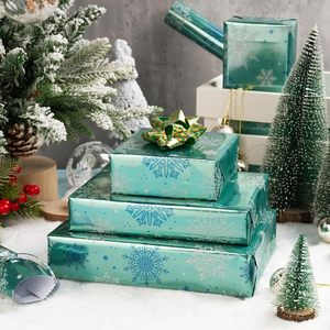 MAYPLUSS Christmas Wrapping Paper Roll 17 Inch X 33 Feet Blue Snowflake Foil Anti Curl Gift <b>Wrap</b> Holiday Pattern - Product Image 6