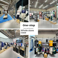 Présentoir métallique personnalisé pour chaussures de sport et vêtements, idéal pour les magasins de chaîne, centres commerciaux et magasins de liquidation