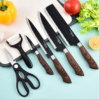 Ensemble de couteaux de chef en acier inoxydable Hyri, 6 pièces, avec boîte cadeau, pour la cuisine, ensembles de couteaux de cuisine, outils forgés martelés, avec boîte cadeau