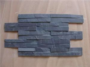 Panel de revestimiento de pared de piedra Nero Culture de <span class=keywords><strong>pizarra</strong></span> negra, revestimiento envolvente para chimenea - Product Image 4