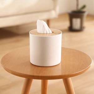 Wholesale Customized Square Rectangle Round Container Tissue Box Bamboo Wooden Napkin Box Living Room Tissue Box Holder