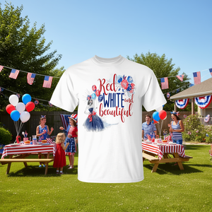 Camiseta patriótica roja, blanca y hermosa para mujer, celebración del 4 de julio - Product Image 3