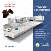 Eén-stap chocolademachine PLC-gestuurde chocoladeproductielijn 1D 2D 3D afzetten meerkleurige vulling SS304