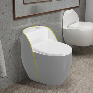 Màu xám màu vàng dòng gốm chất lượng tốt tầng gắn sang trọng hình dạng trứng rử<span class=keywords><strong>a</strong></span> tay lưu vực phòng tắm một mảnh nhà vệ sinh commode - Product Image 4