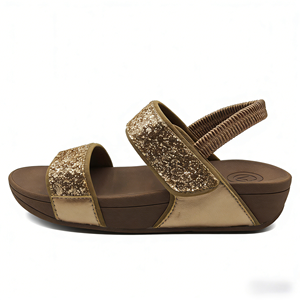 <span class=keywords><strong>Sandali</strong></span> Estivi con Plateau Dorati per Donna - Punta Aperta, Chiusura con Velcro, Traspiranti e Comodi per Spiaggia e Outdoor - Product Image 1