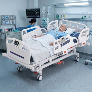 Cama de Hospital Eléctrica de 8 Funciones para Cuidados Intensivos, Cama de Paciente Eléctrica para Cuidados a Largo Plazo con Control de Enfermería - Product Image 1