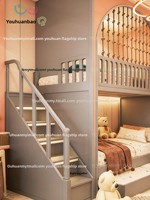 Lit superposé compact pour enfants, lit double ou triple pour jumeaux ou triplets, lit cabane pour chambre d'enfant avec rangement et conception sécurisée