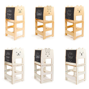 Chaise haute <span class=keywords><strong>2</strong></span> en <span class=keywords><strong>1</strong></span>, aide à la cuisine, tabouret réglable en bois massif, pliable, <span class=keywords><strong>tour</strong></span> d'apprentissage Montessori pour bébé - Product Image 6