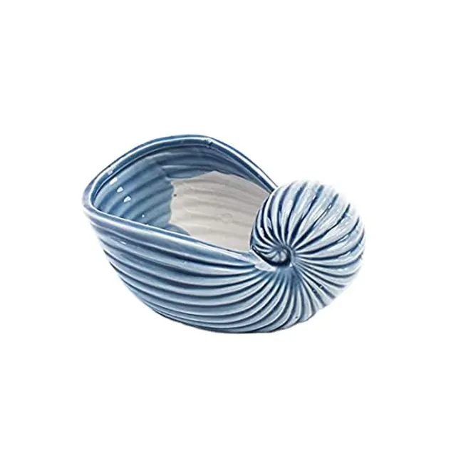 Macetero personalizado con forma de concha de Mar, de cerámica, azul