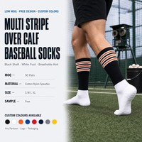 Chaussettes de baseball sur mesure avec logo personnalisé, cinq bandes, montantes, respirantes, blanches, pour hommes, softball