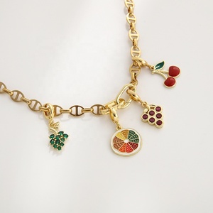 Phụ kiện trang sức đa năng bán chạy, tự làm vòng tay dây chuyền, mạ vàng 18K, đính đá, hình quả anh đào, bướm, chuồn chuồn, khóa cài - Product Image 3