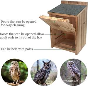 Casetta per Gufi in Legno Ecologica per Tutte le Stagioni, Gabbia per Uccelli da Esterno con Gufo Cinguettante - Product Image 4