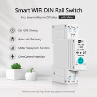 Interrupteur intelligent WiFi Tuya sur rail DIN avec compteur d'énergie 1P 1-63A, protection contre les surintensités, réenclenchement automatique, compatible Alexa Google Home PST-1P-J-63A