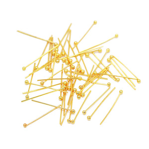 18k/14k gold-plated color-preserving <b>beaded</b> pins, 0.5/0.6mm, handmade copper <b>beaded</b> pins for DIY jewelry making, B25. - Product Image 5